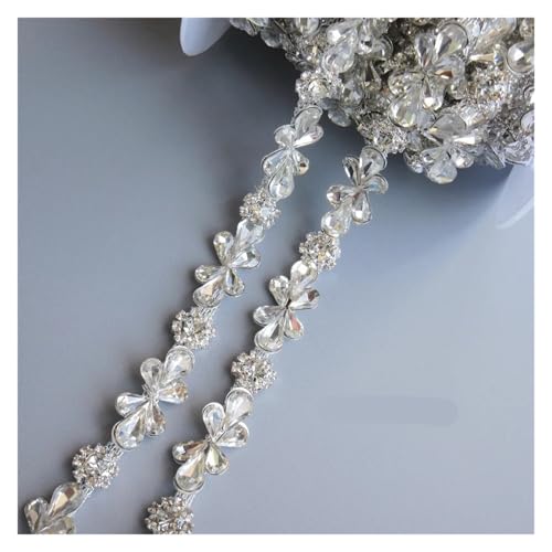 45 cm/Set Glas Kristall Kette Bling Strass Trim Metall Band Halskette Dekoration Hochzeit Kleid Kleidung Zubehör für DIY Kunst Kleidung Hochzeit Party Dekoration(Style 10) von LuoAXINN
