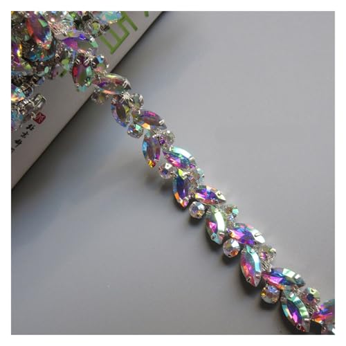 45 cm/Set Glas Kristall Kette Bling Strass Trim Metall Band Halskette Dekoration Hochzeit Kleid Kleidung Zubehör für DIY Kunst Kleidung Hochzeit Party Dekoration(Style 6) von LuoAXINN