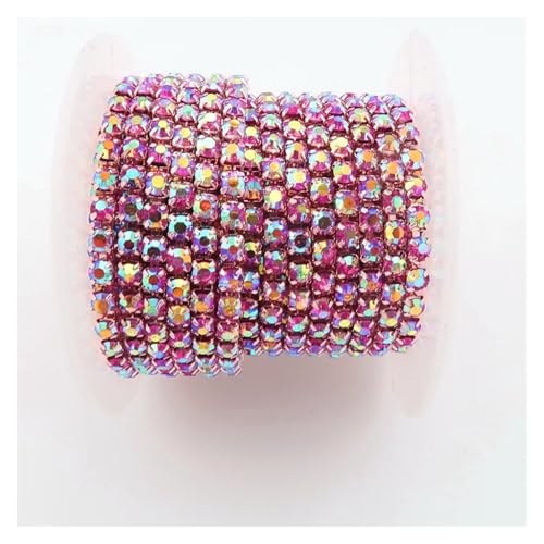 5 Größen, klare AB-Farben, Glaskristall-Strasskette for Aufnähen und Aufkleben for Kleiderschuhe, Taschen, DIY-Besatz für DIY Kunst Kleidung Hochzeit Party Dekoration(Color 12,SS10 2.8mm 2yards) von LuoAXINN