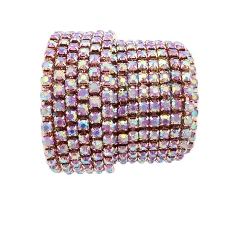 5 Größen, klare AB-Farben, Glaskristall-Strasskette for Aufnähen und Aufkleben for Kleiderschuhe, Taschen, DIY-Besatz für DIY Kunst Kleidung Hochzeit Party Dekoration(Color 14,SS12 3mm 10yards) von LuoAXINN