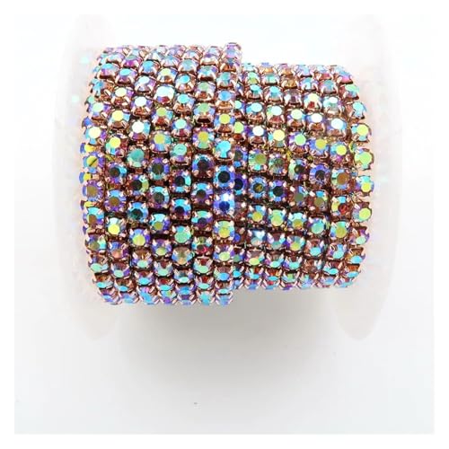 5 Größen, klare AB-Farben, Glaskristall-Strasskette for Aufnähen und Aufkleben for Kleiderschuhe, Taschen, DIY-Besatz für DIY Kunst Kleidung Hochzeit Party Dekoration(Color 6,SS10 2.8mm 10yards) von LuoAXINN