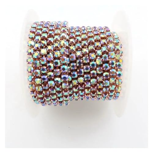 5 Größen, klare AB-Farben, Glaskristall-Strasskette for Aufnähen und Aufkleben for Kleiderschuhe, Taschen, DIY-Besatz für DIY Kunst Kleidung Hochzeit Party Dekoration(Color 9,SS6 2mm 2yards) von LuoAXINN