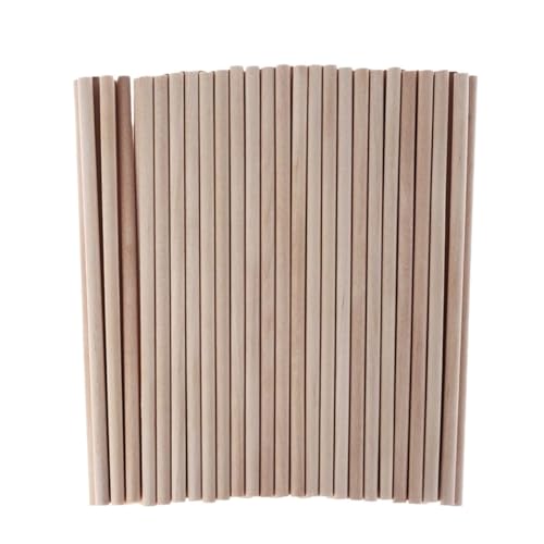 50 Stück 80 mm/100 mm/150 mm runde Holzstäbe aus Kiefernholz, hochwertige Holzdübel for Heimwerker, Handwerk, Gebäude, Modell, Holzbearbeitung für Holzbau-Stöcke(50pcs-80x3.8mm) von LuoAXINN