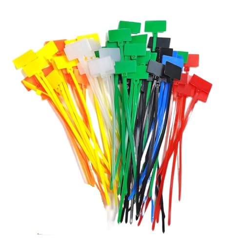 50 stücke 4 * 150mm Kabelbinder Tag Etiketten Klettverschlüsse Marker Kabel Selbstsichernde für Kabelmanagement(Yellow) von LuoAXINN