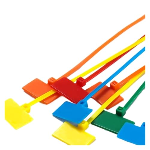 50 stücke 4 * 150mm Kabelbinder Tag Etiketten Klettverschlüsse Marker Kabel selbstsichernde für Kabelmanagement(Yellow) von LuoAXINN