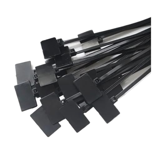 50 stücke 4 * 150mm Kabelbinder Tag Etiketten Schleife Marker für Kabelmanagement(50PCS Black) von LuoAXINN