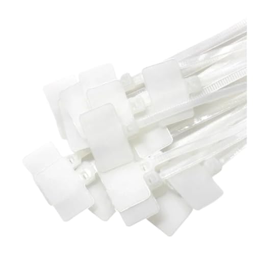 50 stücke 4 * 150mm Kabelbinder Tag Etiketten Schleife Marker für Kabelmanagement(50PCS White) von LuoAXINN