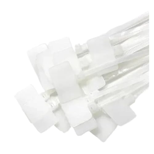 50 stücke 5 * 150mm Kabelbinder Tag Etiketten Klettverschluss Marker Kabel selbstsichernde für Kabelmanagement(White,3x100mm(50Pcs)) von LuoAXINN