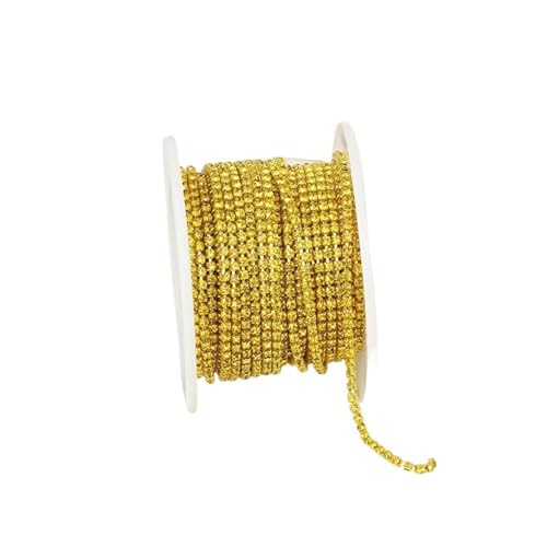 Dichte Strasskettenbesatz for Aufnähen auf Glaskristall-Cup-Kette, Gule Strassbändern for Heimwerker für DIY Kunst Kleidung Hochzeit Party Dekoration(Color 21,5YARDS_2.5MM) von LuoAXINN