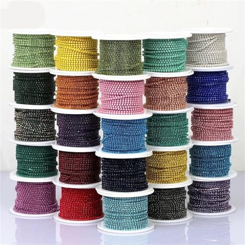 Dichte Strasskettenbesatz for Aufnähen auf Glaskristall-Cup-Kette, Gule Strassbändern for Heimwerker für DIY Kunst Kleidung Hochzeit Party Dekoration(Color 5,1YARD_2.5MM) von LuoAXINN