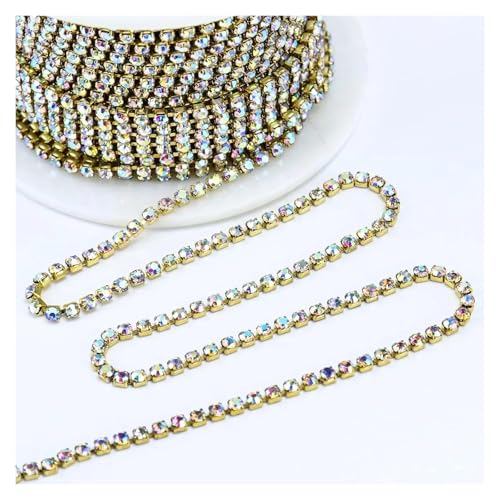 Glänzende Kristall-Strasskette for Aufnähen und Aufkleben for Kleidung, Schmuck, Bekleidungszubehör für DIY Kunst Kleidung Hochzeit Party Dekoration(Color2,10 YARDS_1.6MM) von LuoAXINN