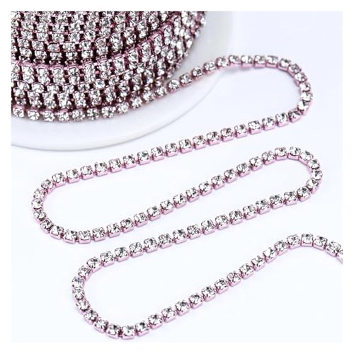 Glänzende Kristall-Strasskette for Aufnähen und Aufkleben for Kleidung, Schmuck, Bekleidungszubehör für DIY Kunst Kleidung Hochzeit Party Dekoration(PINK,10 YARDS_2MM) von LuoAXINN