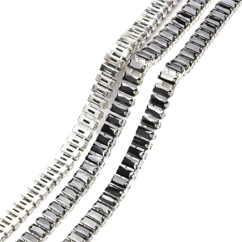 Glänzende rechteckige Kristallkette, dekorativer Nagelkunst-Schmuck, Strassbesatz for Kleidung, Schuhe, Ornament-Zubehör für DIY Kunst Kleidung Hochzeit Party Dekoration(Color 1-2.5x5mm,50cm) von LuoAXINN