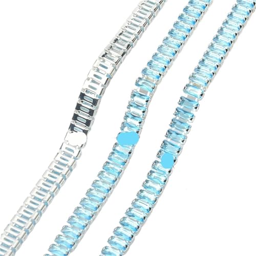 Glänzende rechteckige Kristallkette, dekorativer Nagelkunst-Schmuck, Strassbesatz for Kleidung, Schuhe, Ornament-Zubehör für DIY Kunst Kleidung Hochzeit Party Dekoration(Color 11,1 meter) von LuoAXINN