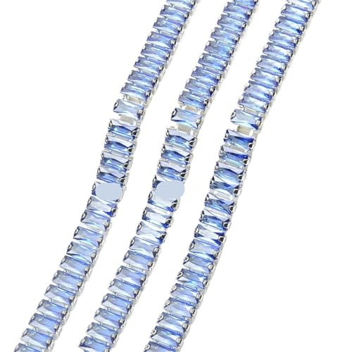Glänzende rechteckige Kristallkette, dekorativer Nagelkunst-Schmuck, Strassbesatz for Kleidung, Schuhe, Ornament-Zubehör für DIY Kunst Kleidung Hochzeit Party Dekoration(Color 12,50cm) von LuoAXINN