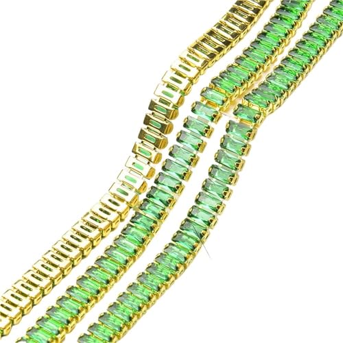 Glänzende rechteckige Kristallkette, dekorativer Nagelkunst-Schmuck, Strassbesatz for Kleidung, Schuhe, Ornament-Zubehör für DIY Kunst Kleidung Hochzeit Party Dekoration(Color 6-3x6mm,1 meter) von LuoAXINN