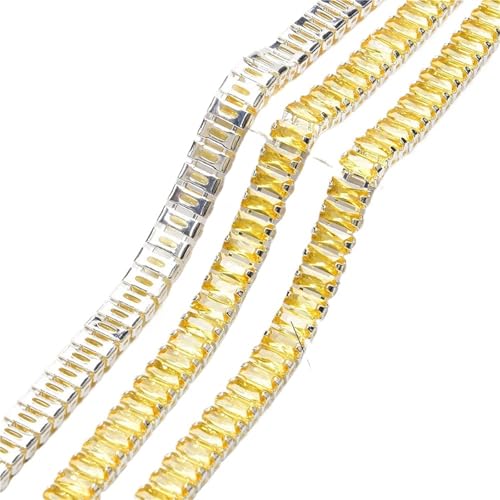 Glänzende rechteckige Kristallkette, dekorativer Nagelkunst-Schmuck, Strassbesatz for Kleidung, Schuhe, Ornament-Zubehör für DIY Kunst Kleidung Hochzeit Party Dekoration(Color 7-3x6mm,1 meter) von LuoAXINN