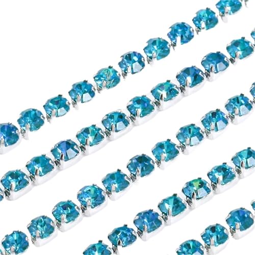 Glaskristall-Strass-Cup-Kette, glänzendes Glas, silberne Basisbesatz for DIY-Kleidertaschen, Dekorationszubehör für DIY Kunst Kleidung Hochzeit Party Dekoration(Color 11,1 METER_1.5-1.6MM) von LuoAXINN