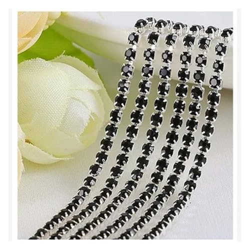 Glaskristall-Strasskette unten for Aufnähen auf Tassenketten for DIY-Kleidersäcke-Dekorationen für DIY Kunst Kleidung Hochzeit Party Dekoration(Black,2.5mm) von LuoAXINN