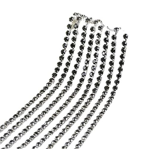 Glaskristall-Strasskette unten for Aufnähen auf Tassenketten for DIY-Kleidersäcke-Dekorationen für DIY Kunst Kleidung Hochzeit Party Dekoration(Gray,2.5mm) von LuoAXINN