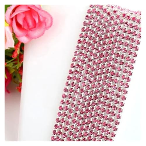 Glaskristall-Strasskette unten for Aufnähen auf Tassenketten for DIY-Kleidersäcke-Dekorationen für DIY Kunst Kleidung Hochzeit Party Dekoration(Pink,2mm) von LuoAXINN