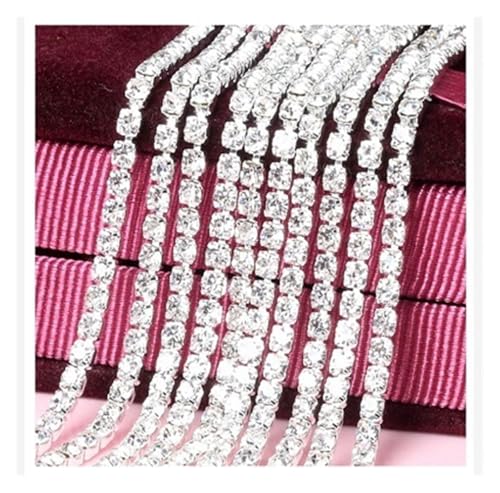 Glaskristall-Strasskette unten for Aufnähen auf Tassenketten for DIY-Kleidersäcke-Dekorationen für DIY Kunst Kleidung Hochzeit Party Dekoration(White,3mm) von LuoAXINN