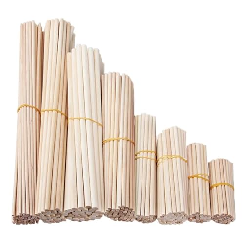 Holz-Bastelstäbe, Lose Holzstäbe For Basteln, Holzstäbe For Basteln, Holzdübel For Basteln, Holzstab für Holzbau-Stöcke(50pcs 3mmx200mm) von LuoAXINN