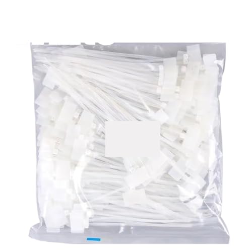 Kabelbinder-Etiketten, Schlaufenbinder, Markierungen, Kabelanhänger, selbstsicherndes Reißverschlussband, Aufbewahrungszubehör for Zuhause und Büro für Kabelmanagement(White,200PCS) von LuoAXINN