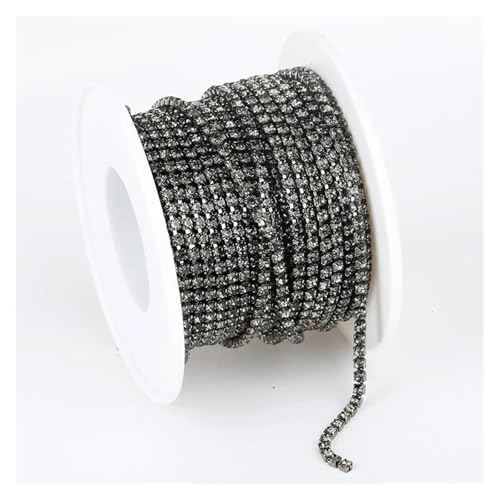 Klare Kristall Dichte Strass Kette Bekleidung Nähen Glas Cup für DIY Kunst Kleidung Hochzeit Party Dekoration(Black,10YARDS_1.5MM) von LuoAXINN