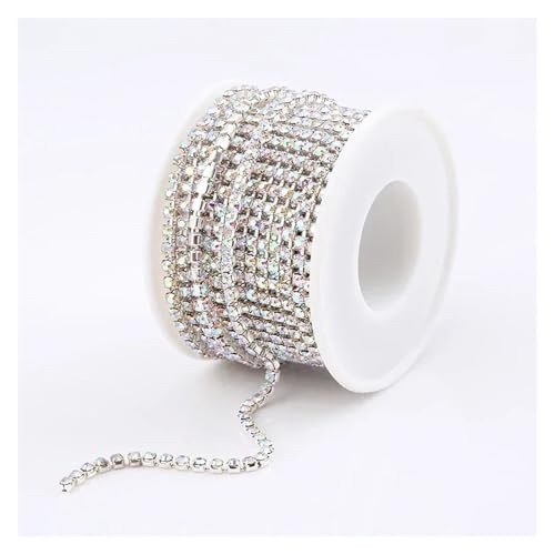 Klare Kristall Dichte Strass Kette Bekleidung Nähen Glas Cup für DIY Kunst Kleidung Hochzeit Party Dekoration(Color 3,10YARDS_3MM) von LuoAXINN