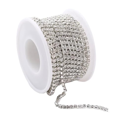 Klare Kristall dichte Strass Cup Kette Trim für DIY Kunst Kleidung Hochzeit Party Dekoration(Color 1,1YARD_3MM) von LuoAXINN