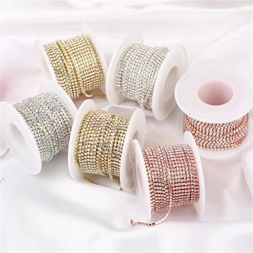 Klare Kristall dichte Strass Cup Kette Trim für DIY Kunst Kleidung Hochzeit Party Dekoration(Color 3,10YARDS_3.5MM) von LuoAXINN