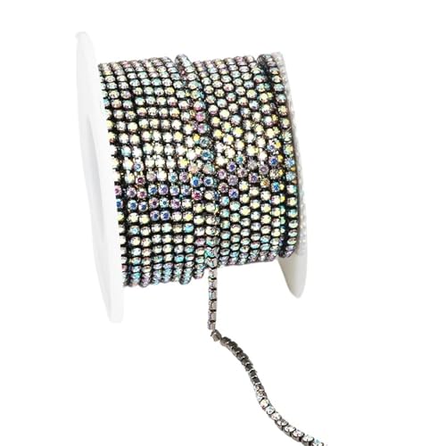 Klare Kristall dichte Strass Cup Kette Trim für DIY Kunst Kleidung Hochzeit Party Dekoration(Color 7,10YARDS_3MM) von LuoAXINN