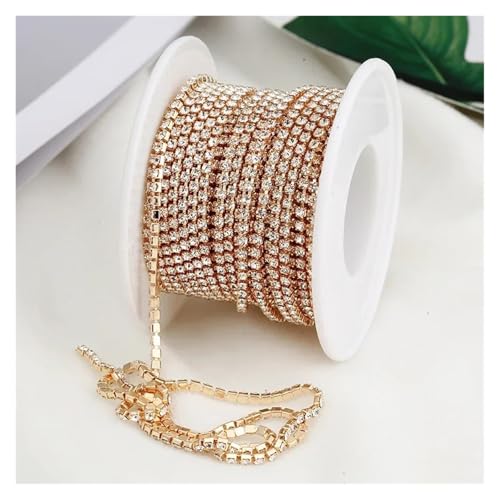 Klare Kristall dichte Strass Cup Kette Trim für DIY Kunst Kleidung Hochzeit Party Dekoration(Color 9,5YARDS_2.5MM) von LuoAXINN