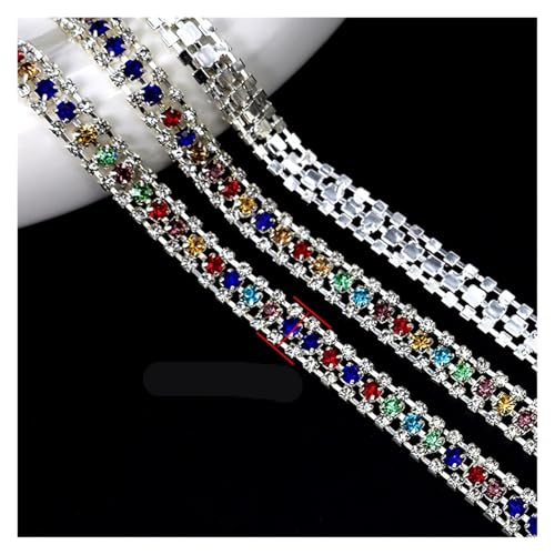 Kristall-Strass-Kettenbesatz, 9,1 m, glitzernde Diamant-Applikation for Nähen, Basteln, Dekoration, Kleidung, Hochzeitszubehör für DIY Kunst Kleidung Hochzeit Party Dekoration(Color1 8MM) von LuoAXINN