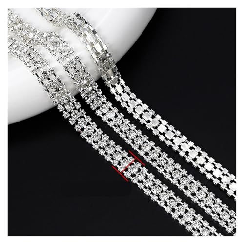 Kristall-Strass-Kettenbesatz, 9,1 m, glitzernde Diamant-Applikation for Nähen, Basteln, Dekoration, Kleidung, Hochzeitszubehör für DIY Kunst Kleidung Hochzeit Party Dekoration(Silver 8MM) von LuoAXINN