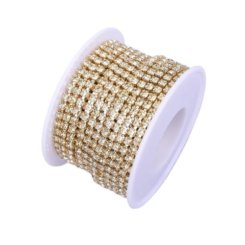 Kristall Strass Trim Stein Tasse Kette Gold Diamant Dekorative for Kleider für DIY Kunst Kleidung Hochzeit Party Dekoration(Color 13,10YARD_SS6) von LuoAXINN