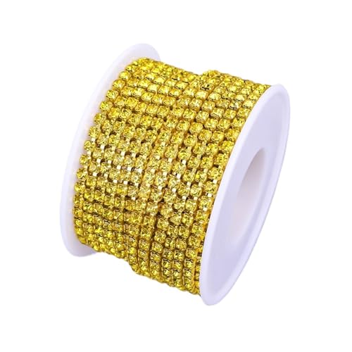 Kristall Strass Trim Stein Tasse Kette Gold Diamant Dekorative for Kleider für DIY Kunst Kleidung Hochzeit Party Dekoration(Color 2,10YARD_SS12) von LuoAXINN