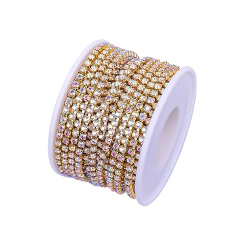 Kristall Strass Trim Stein Tasse Kette Gold Diamant Dekorative for Kleider für DIY Kunst Kleidung Hochzeit Party Dekoration(Color 21,10YARD_SS6) von LuoAXINN