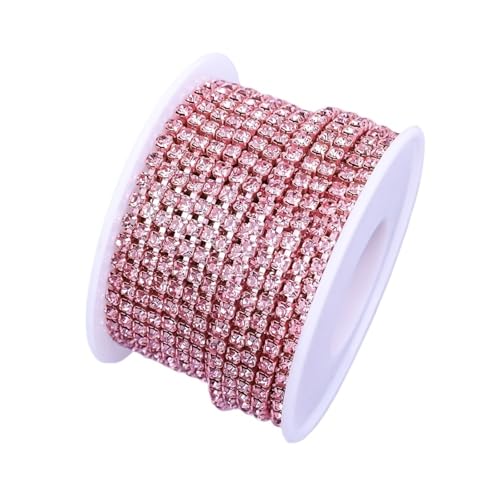 Kristall Strass Trim Stein Tasse Kette Gold Diamant Dekorative for Kleider für DIY Kunst Kleidung Hochzeit Party Dekoration(Pink,5YARD_SS12) von LuoAXINN