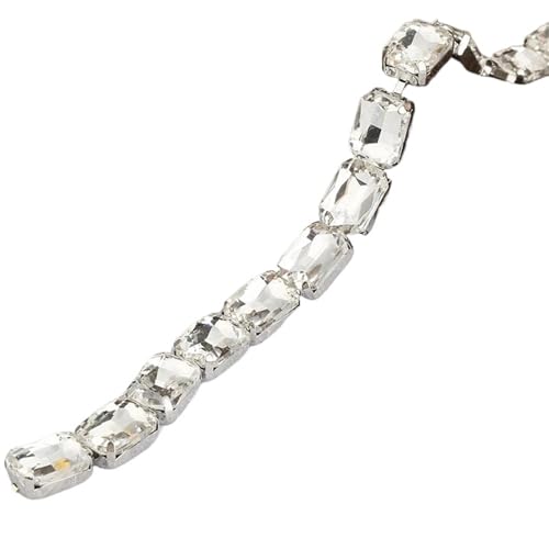 Kristall-Strassbesatz, Splitterbasis, Glasbecherkette, Strass-Applikation for Aufnähen für DIY Kunst Kleidung Hochzeit Party Dekoration(Style5 10x14mm) von LuoAXINN