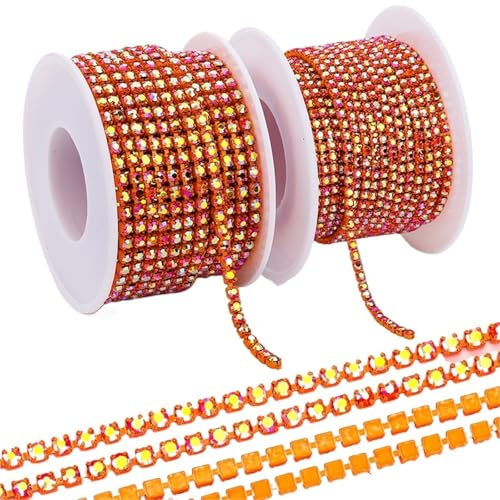 Kristall-Strasskette for Aufnähen, Glas-Strasssteine ​​für Handarbeiten, dekorative Tassen-Strasssteine für DIY Kunst Kleidung Hochzeit Party Dekoration(Color 1,SS12-2Yards) von LuoAXINN