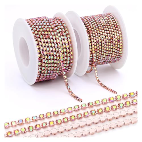 Kristall-Strasskette for Aufnähen, Glas-Strasssteine ​​für Handarbeiten, dekorative Tassen-Strasssteine für DIY Kunst Kleidung Hochzeit Party Dekoration(Color 2,SS6-10Yards) von LuoAXINN