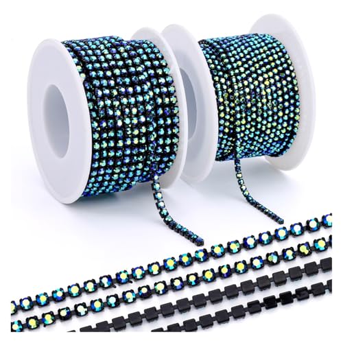 Kristall-Strasskette for Aufnähen, Glas-Strasssteine ​​für Handarbeiten, dekorative Tassen-Strasssteine für DIY Kunst Kleidung Hochzeit Party Dekoration(Color 3,SS6-10Yards) von LuoAXINN