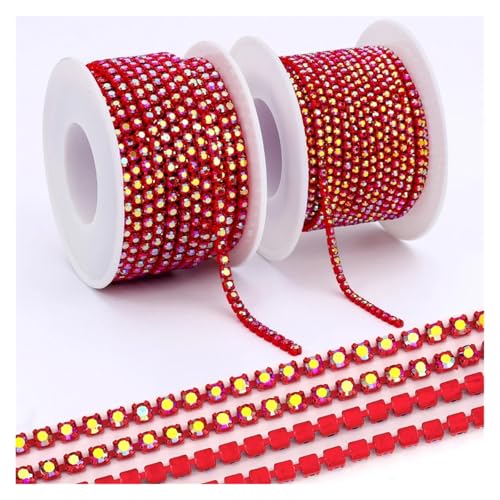 Kristall-Strasskette for Aufnähen, Glas-Strasssteine ​​für Handarbeiten, dekorative Tassen-Strasssteine für DIY Kunst Kleidung Hochzeit Party Dekoration(Color 7,SS6-2Yards) von LuoAXINN