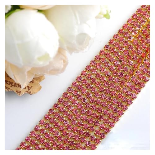 Kristallglas-Strasskette, Gold/Silber, Unterseite for Aufnähen auf Steinbecher, Gule Strassbesatz, DIY-Zubehör, 2/2,5/2,8/3,0 mm für DIY Kunst Kleidung Hochzeit Party Dekoration(Color 15,3.0mm) von LuoAXINN