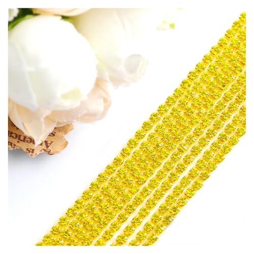 Kristallglas-Strasskette, Gold/Silber, Unterseite for Aufnähen auf Steinbecher, Gule Strassbesatz, DIY-Zubehör, 2/2,5/2,8/3,0 mm für DIY Kunst Kleidung Hochzeit Party Dekoration(Color 21,2mm) von LuoAXINN