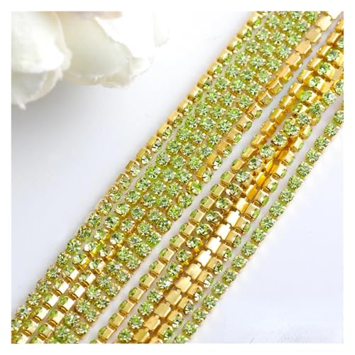 Kristallglas-Strasskette, Gold/Silber, Unterseite for Aufnähen auf Steinbecher, Gule Strassbesatz, DIY-Zubehör, 2/2,5/2,8/3,0 mm für DIY Kunst Kleidung Hochzeit Party Dekoration(Color 22,3.0mm) von LuoAXINN