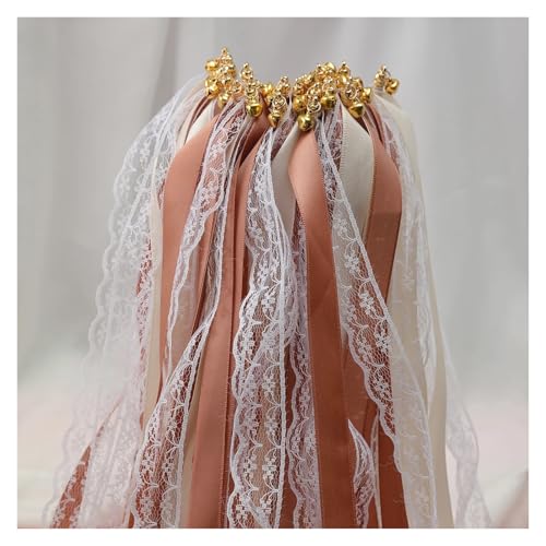 LuoAXINN 10/20/50 stücke Fee Zauberstab Band, Spitze Wirbel & Glocke Hochzeit Cheer Party Requisiten für Hochzeit Geburtstag Feier(Brown,10pcs) von LuoAXINN