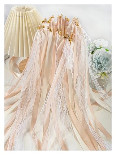 LuoAXINN 10/20/50 stücke Fee Zauberstab Band, Spitze Wirbel & Glocke Hochzeit Cheer Party Requisiten für Hochzeit Geburtstag Feier(Champagne,10pcs) von LuoAXINN